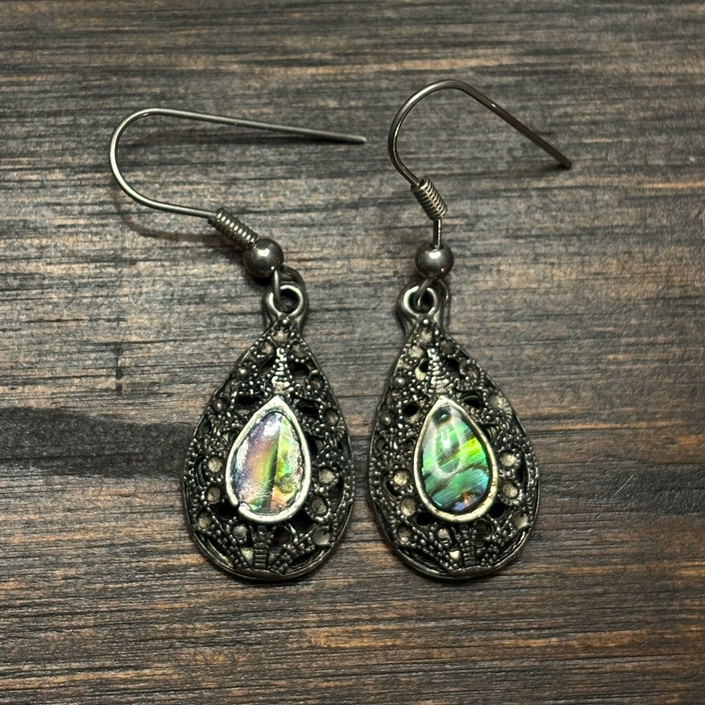 Teardrop Abalone Dangle Earrings